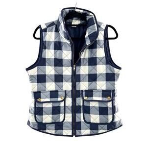 Artisan NY Blue & White Buffalo Plaid Quilted Puffer Vest Women's Size Large